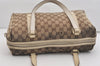 Authentic GUCCI Charmy Hand Boston Bag GG Canvas Leather 154180 Brown 5010J