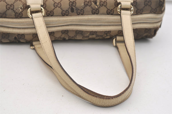 Authentic GUCCI Charmy Hand Boston Bag GG Canvas Leather 154180 Brown 5010J