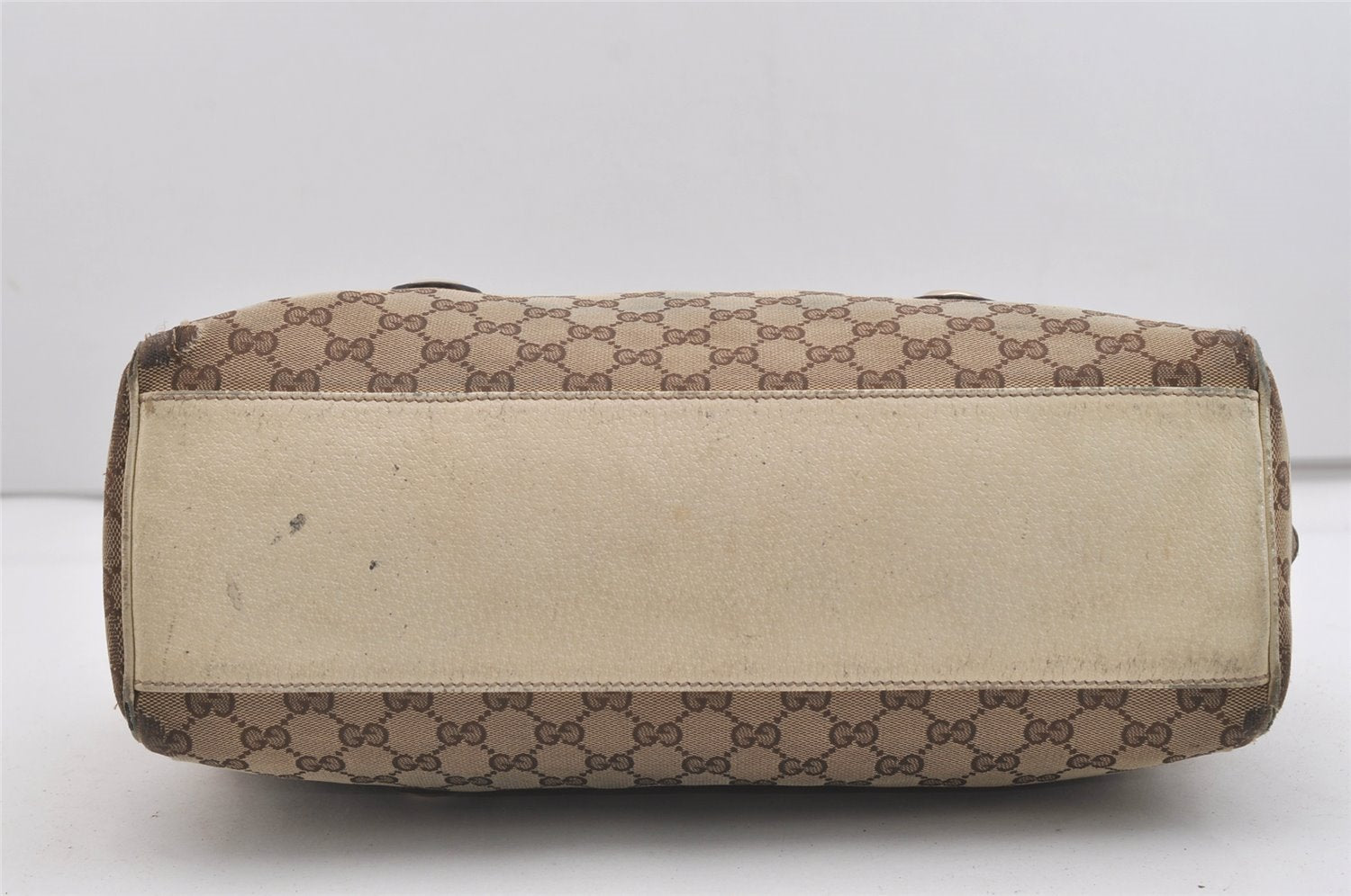 Authentic GUCCI Charmy Hand Boston Bag GG Canvas Leather 154180 Brown 5010J