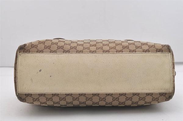 Authentic GUCCI Charmy Hand Boston Bag GG Canvas Leather 154180 Brown 5010J