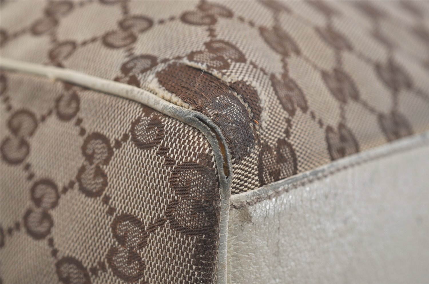 Authentic GUCCI Charmy Hand Boston Bag GG Canvas Leather 154180 Brown 5010J