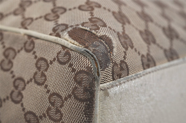 Authentic GUCCI Charmy Hand Boston Bag GG Canvas Leather 154180 Brown 5010J