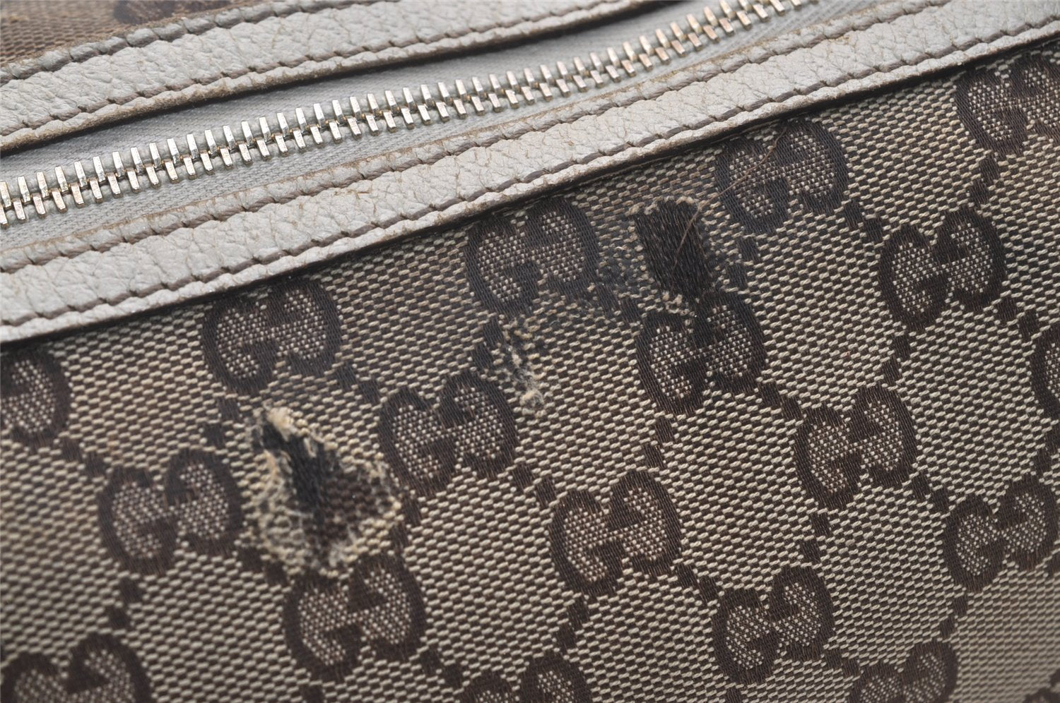 Authentic GUCCI Charmy Hand Boston Bag GG Canvas Leather 154180 Brown 5010J