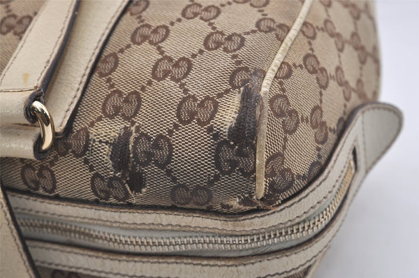 Authentic GUCCI Charmy Hand Boston Bag GG Canvas Leather 154180 Brown 5010J