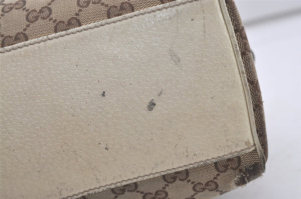 Authentic GUCCI Charmy Hand Boston Bag GG Canvas Leather 154180 Brown 5010J