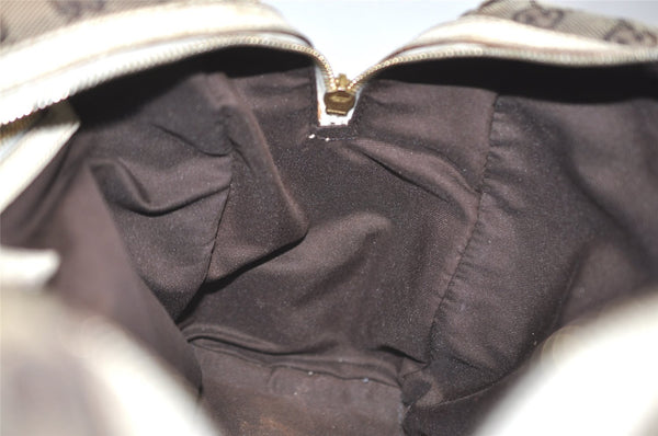 Authentic GUCCI Charmy Hand Boston Bag GG Canvas Leather 154180 Brown 5010J