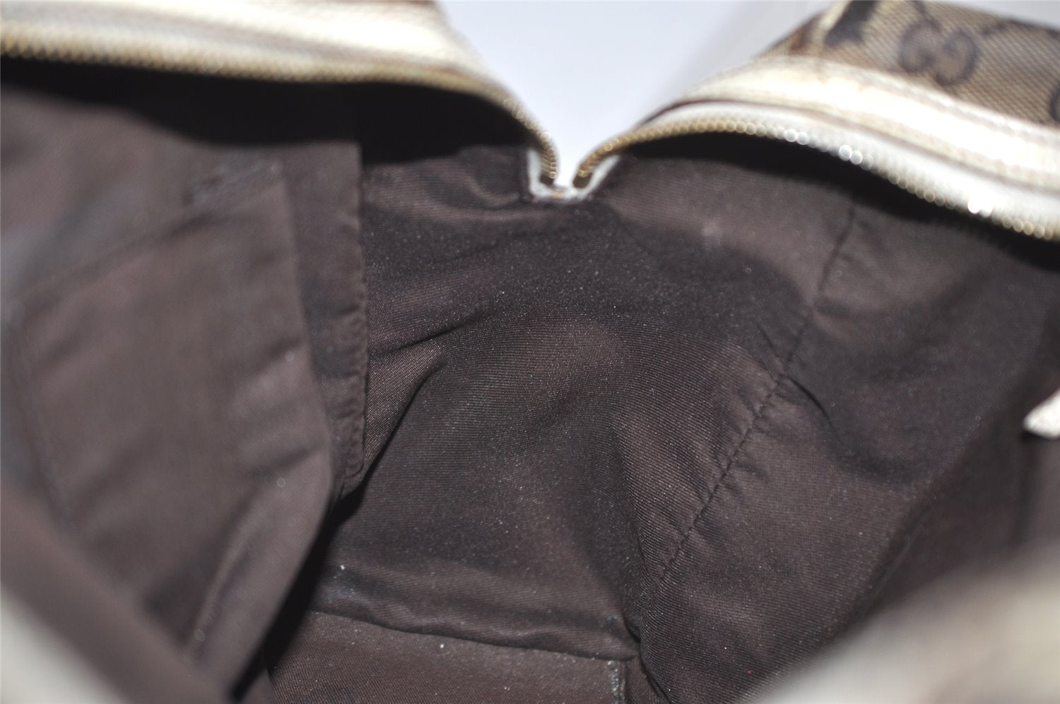 Authentic GUCCI Charmy Hand Boston Bag GG Canvas Leather 154180 Brown 5010J