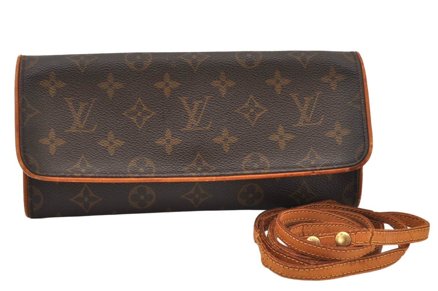 Authentic Louis Vuitton Monogram Pochette Twin GM Shoulder Bag M51852 LV 5010K
