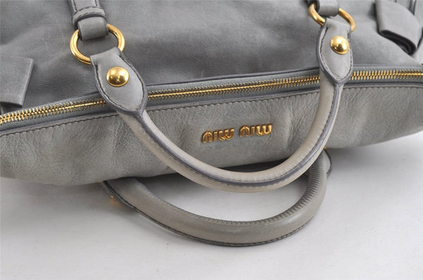 Authentic MIU MIU Vintage Leather 2Way Shoulder Hand Bag Light Blue 5016I