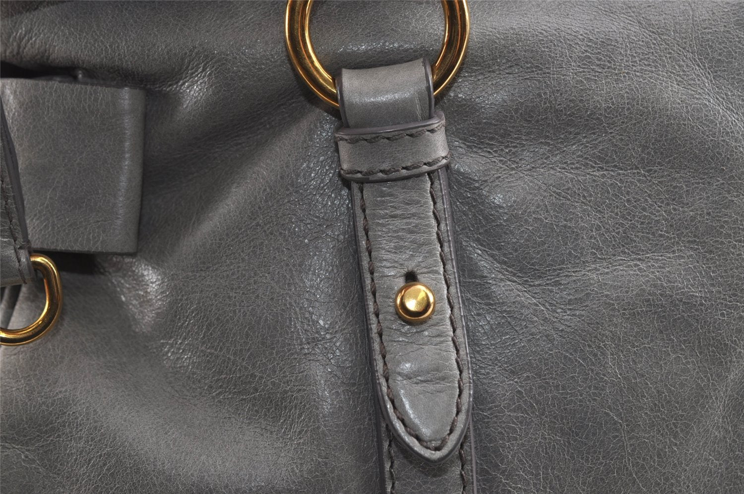 Authentic MIU MIU Vintage Leather 2Way Shoulder Hand Bag Light Blue 5016I
