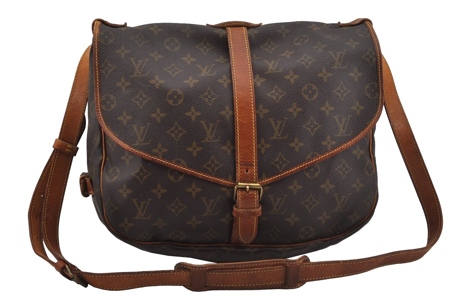 Authentic Louis Vuitton Monogram Saumur 35 Shoulder Cross Bag M42254 LV 5017J