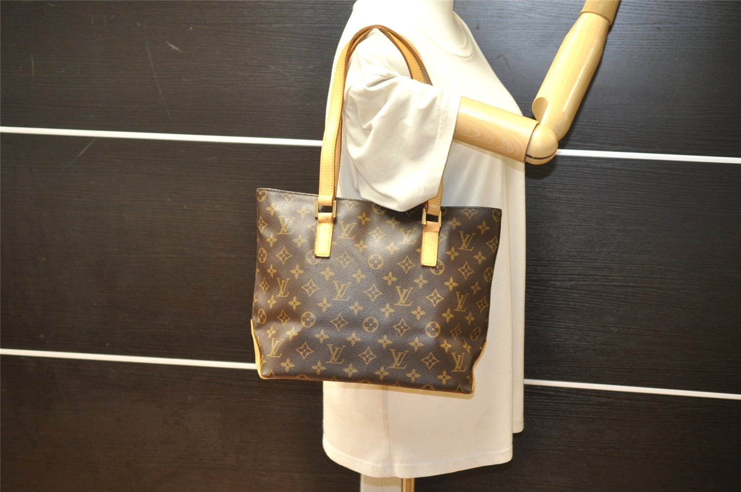 Authentic Louis Vuitton Monogram Cabas Piano Shoulder Tote Bag M51148 LV 5020K