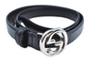 Authentic GUCCI Interlocking G Belt Enamel Leather Size 65cm 25.6" Black 5025H