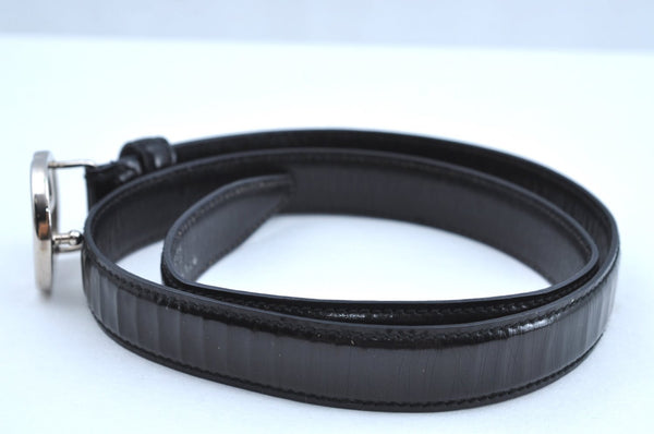 Authentic GUCCI Interlocking G Belt Enamel Leather Size 65cm 25.6" Black 5025H