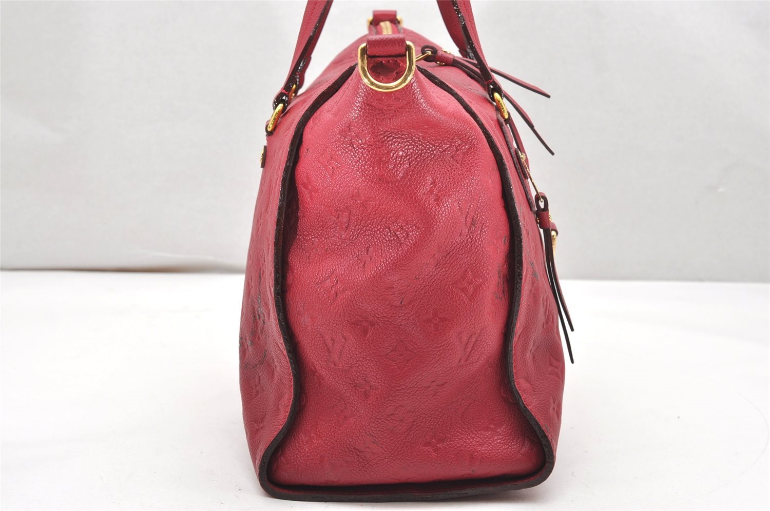 Auth Louis Vuitton Monogram Empreinte Lumineuse PM Tote Bag Red Junk 5025K