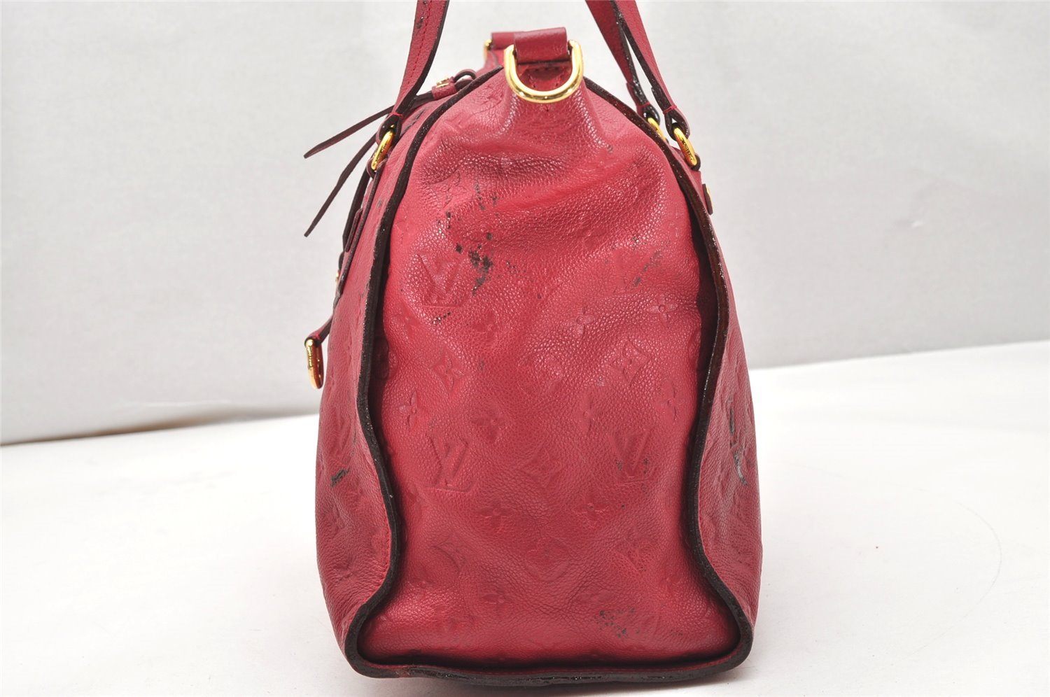 Auth Louis Vuitton Monogram Empreinte Lumineuse PM Tote Bag Red Junk 5025K