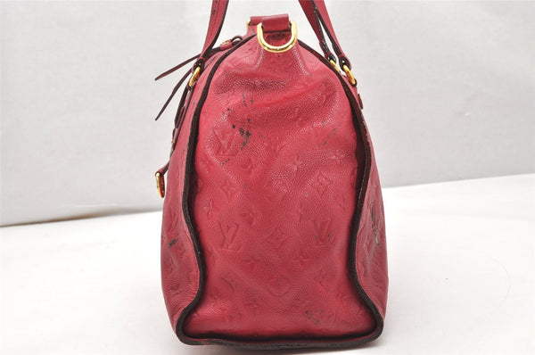 Auth Louis Vuitton Monogram Empreinte Lumineuse PM Tote Bag Red Junk 5025K
