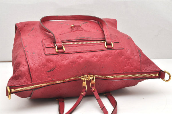 Auth Louis Vuitton Monogram Empreinte Lumineuse PM Tote Bag Red Junk 5025K
