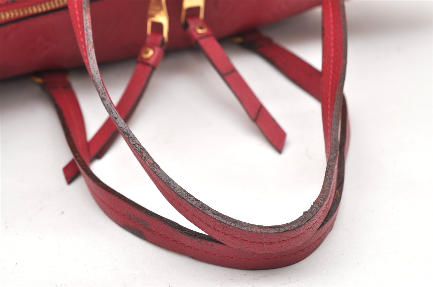 Auth Louis Vuitton Monogram Empreinte Lumineuse PM Tote Bag Red Junk 5025K