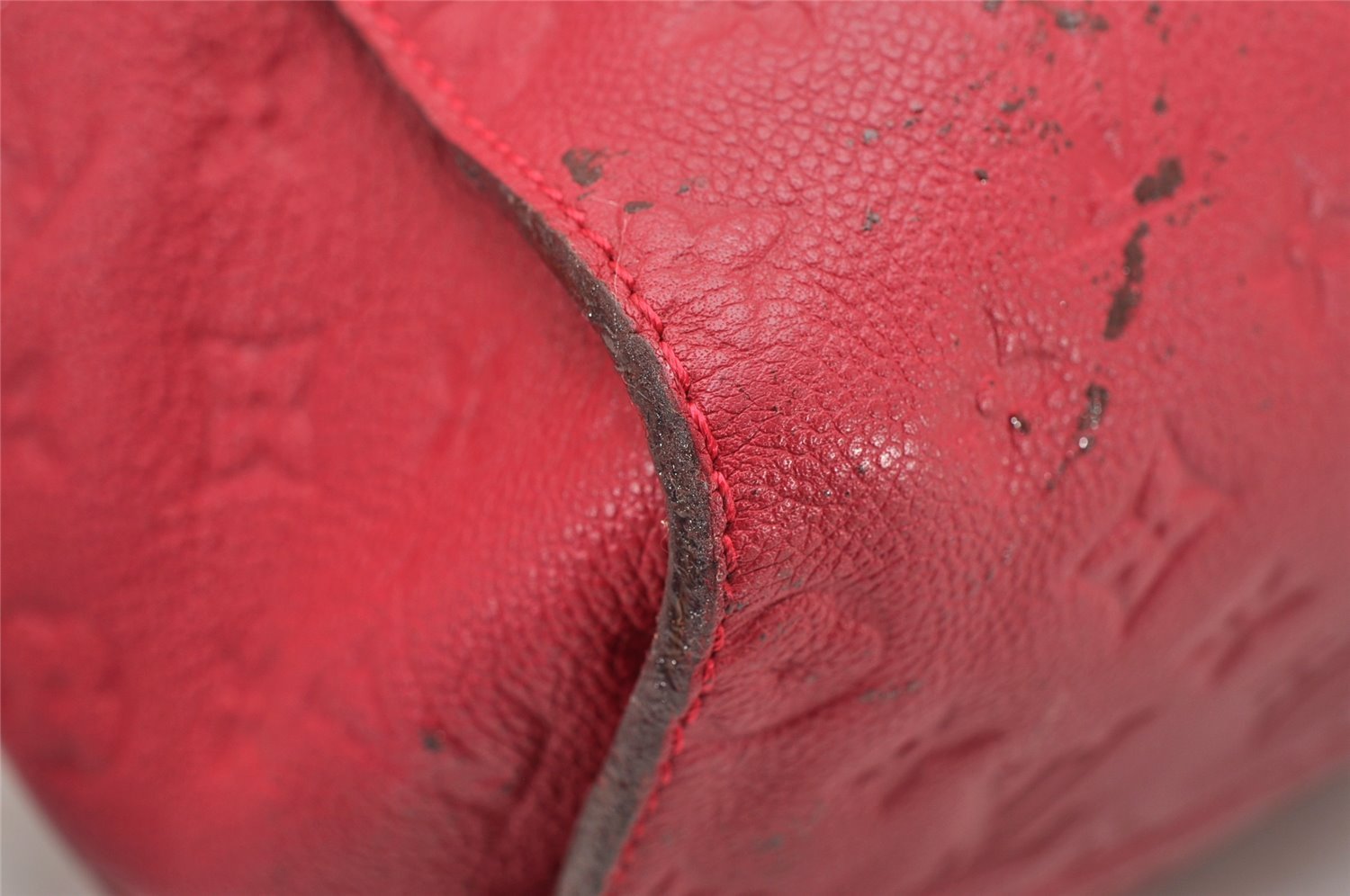 Auth Louis Vuitton Monogram Empreinte Lumineuse PM Tote Bag Red Junk 5025K