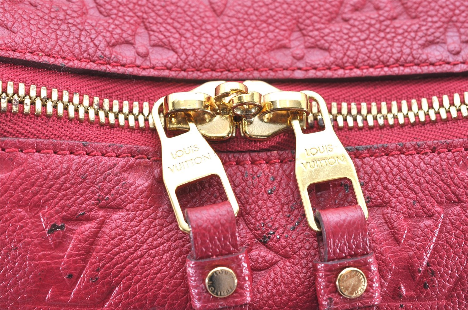 Auth Louis Vuitton Monogram Empreinte Lumineuse PM Tote Bag Red Junk 5025K