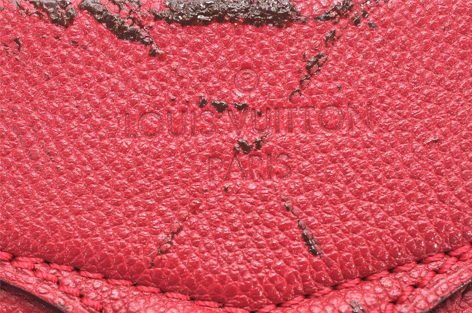 Auth Louis Vuitton Monogram Empreinte Lumineuse PM Tote Bag Red Junk 5025K