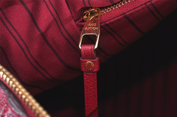 Auth Louis Vuitton Monogram Empreinte Lumineuse PM Tote Bag Red Junk 5025K