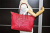 Auth Louis Vuitton Monogram Empreinte Lumineuse PM Tote Bag Red Junk 5025K