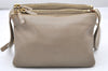 Authentic CELINE TRIO Shoulder Cross Body Clutch Bag Leather Beige 5027K