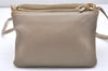 Authentic CELINE TRIO Shoulder Cross Body Clutch Bag Leather Beige 5027K