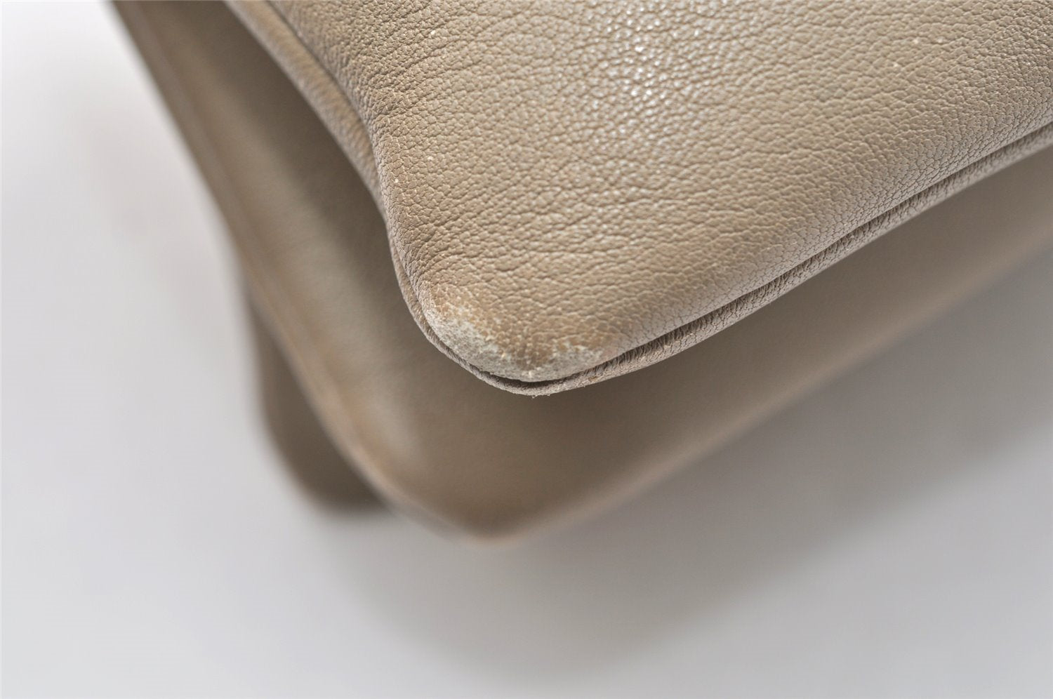 Authentic CELINE TRIO Shoulder Cross Body Clutch Bag Leather Beige 5027K