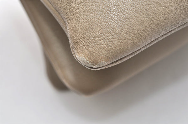 Authentic CELINE TRIO Shoulder Cross Body Clutch Bag Leather Beige 5027K