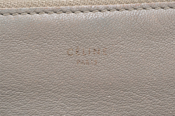 Authentic CELINE TRIO Shoulder Cross Body Clutch Bag Leather Beige 5027K