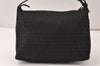 Authentic FENDI Zucchino Vintage Hand Bag Purse Canvas Leather Black 5028K