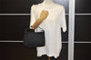 Authentic FENDI Zucchino Vintage Hand Bag Purse Canvas Leather Black 5028K