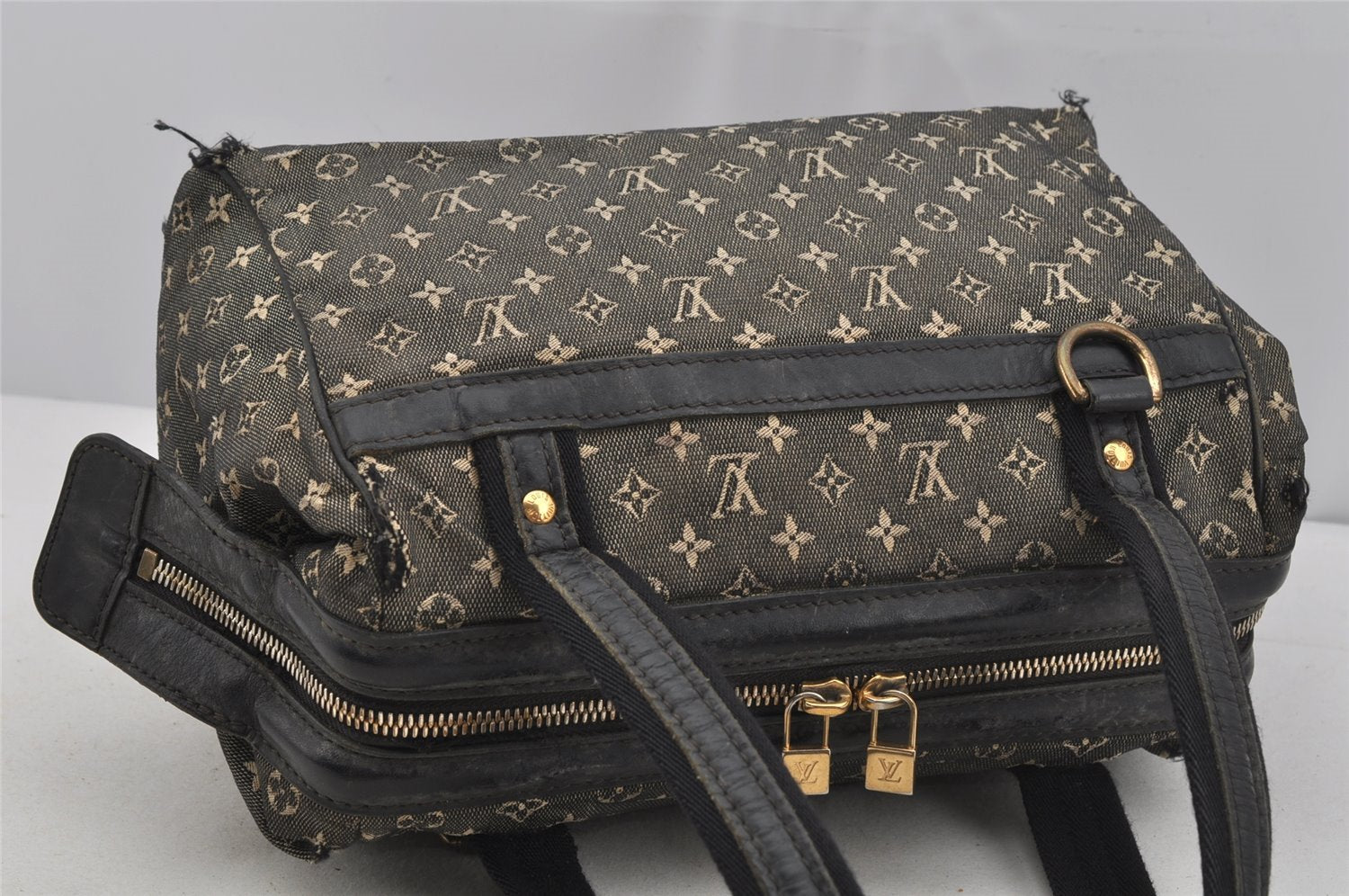 Auth Louis Vuitton Monogram Mini Josephine PM Hand Bag Black M92049 LV 5030J