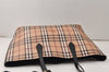 Authentic BURBERRY Nova Check Reversible Tote Bag PVC Leather Beige 5031K