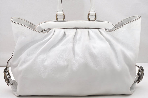 Authentic FENDI Vintage Leather Shoulder Tote Bag White 5033K