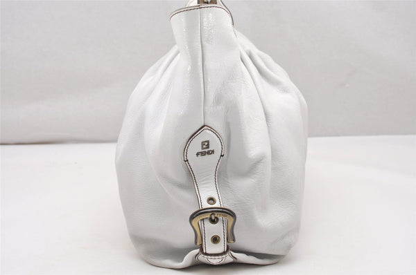 Authentic FENDI Vintage Leather Shoulder Tote Bag White 5033K