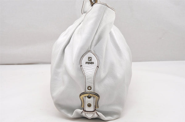 Authentic FENDI Vintage Leather Shoulder Tote Bag White 5033K