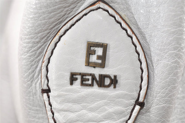 Authentic FENDI Vintage Leather Shoulder Tote Bag White 5033K