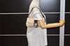 Authentic FENDI Mamma Baguette Shoulder Bag Cotton Leather Cream Beige 5034K