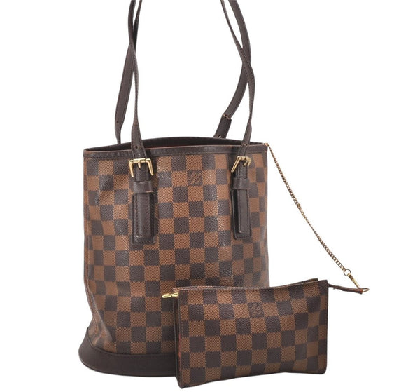 Authentic Louis Vuitton Damier Marais Bucket Shoulder Bag N42240 LV Junk 5036K