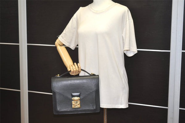 Authentic Louis Vuitton Epi Monceau 2Way Shoulder Hand Bag Black M52122 LV 5037J