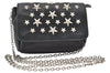 Authentic JIMMY CHOO Stella Star Studs Leather Shoulder Pouch Purse Black 5038K