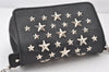 Authentic JIMMY CHOO Stella Star Studs Leather Shoulder Pouch Purse Black 5038K