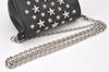 Authentic JIMMY CHOO Stella Star Studs Leather Shoulder Pouch Purse Black 5038K