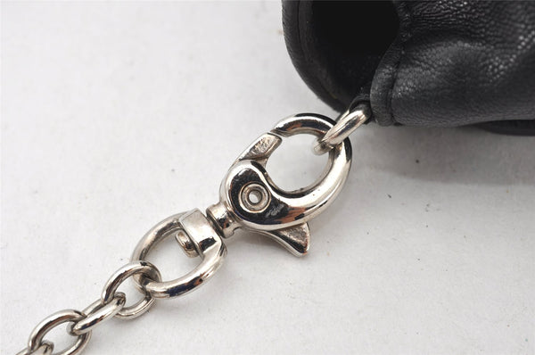 Authentic JIMMY CHOO Stella Star Studs Leather Shoulder Pouch Purse Black 5038K