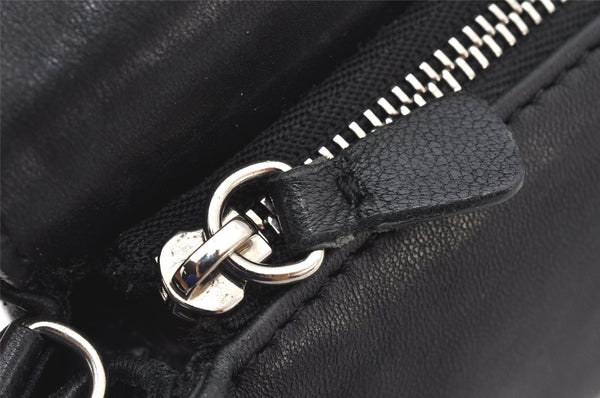 Authentic JIMMY CHOO Stella Star Studs Leather Shoulder Pouch Purse Black 5038K