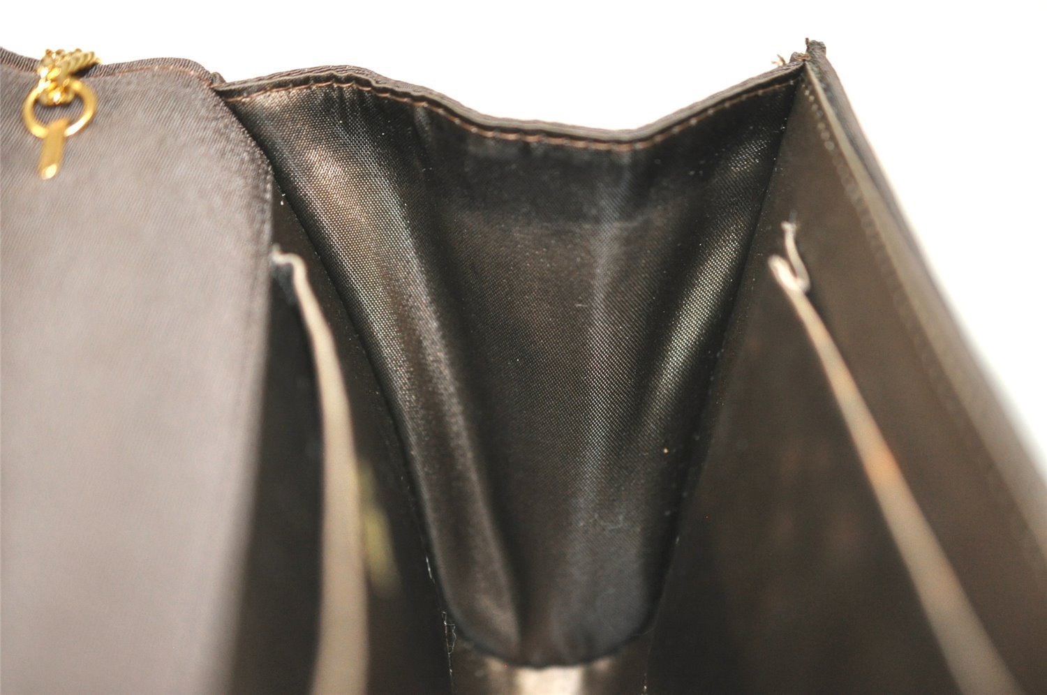 Authentic GUCCI Vintage Chain Shoulder Hand Bag Purse Nylon Leather Brown 5039I